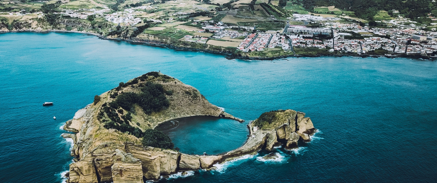 Beautiful aerial shot of the sea with mountains